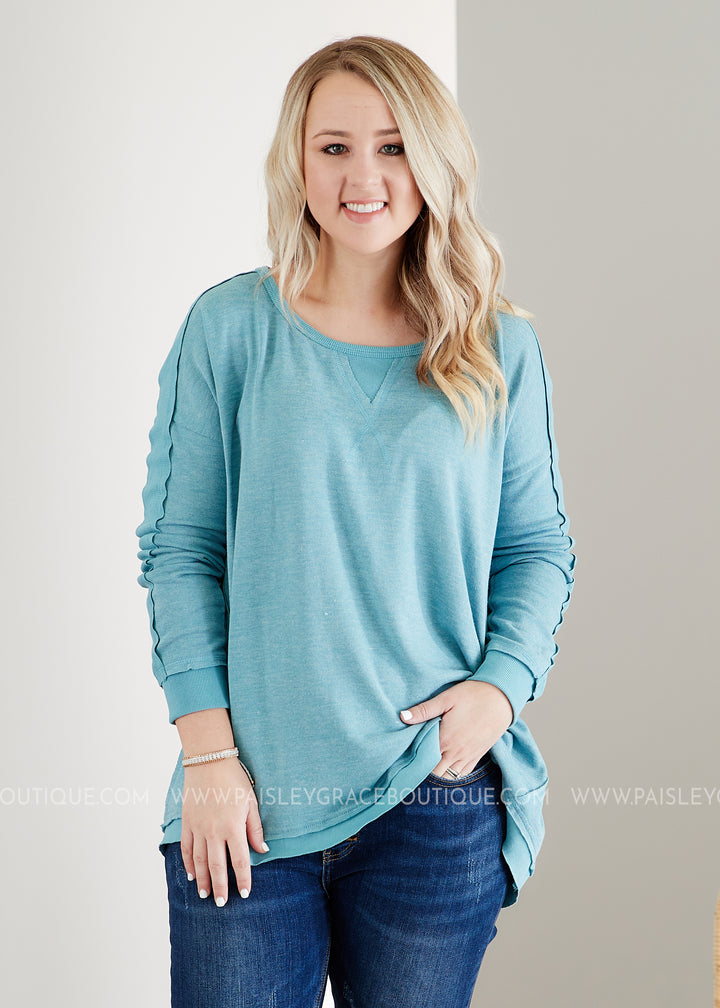Calm & Collected Top- BLUE  - FINAL SALE