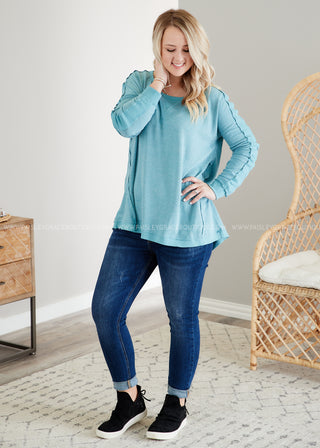 Calm & Collected Top- BLUE  - LAST ONE FINAL SALE