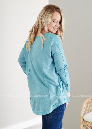 Calm & Collected Top- BLUE  - LAST ONE FINAL SALE