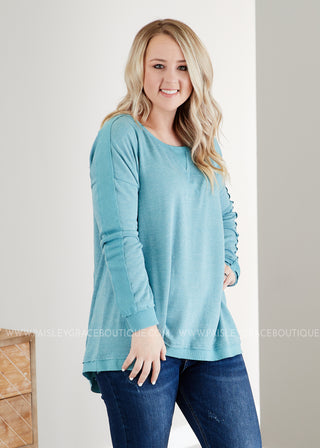 Calm & Collected Top- BLUE  - LAST ONE FINAL SALE