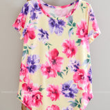 Yellow & Pink Floral Scoop Neck Top* LAST ONES FINAL SALE *