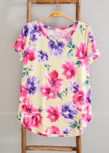 Load image into Gallery viewer, Yellow &amp; Pink Floral Scoop Neck Top  - FINAL SALE
