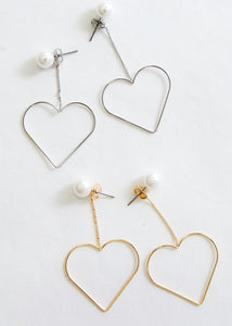 Cupid's Heart Dangle Earrings - 2 Colors