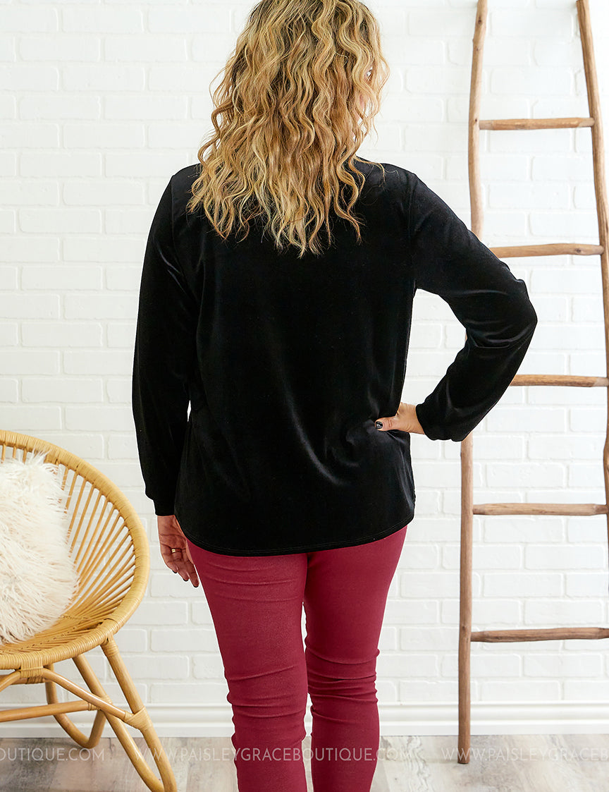 Valerie Velvet Top - Black - LAST ONES FINAL SALE