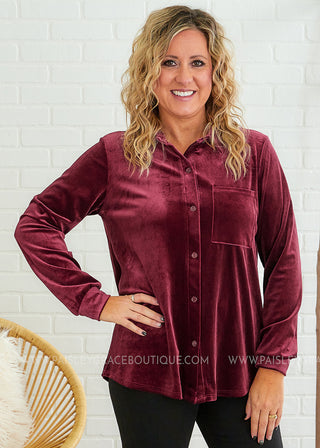 Valerie Velvet Top - Wine - FINAL SALE - FINAL SALE