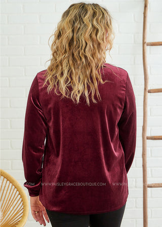 Valerie Velvet Top - Wine - FINAL SALE - FINAL SALE