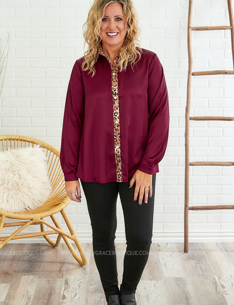 Satin Grace Top - Wine - LAST ONES FINAL SALE