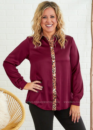 Satin Grace Top - Wine - FINAL SALE