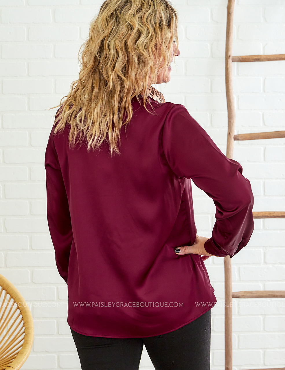 Satin Grace Top - Wine - LAST ONES FINAL SALE