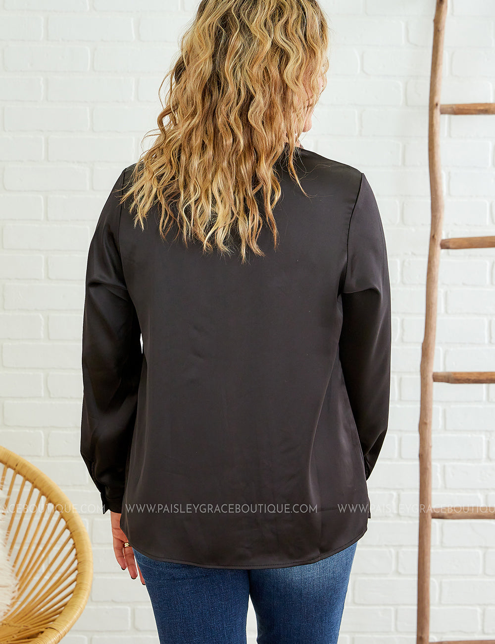 Satin Grace Top - Black - LAST ONES FINAL SALE