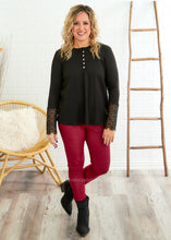 Load image into Gallery viewer, Kasie Lace Sleeve Top - Black - FINAL SALE
