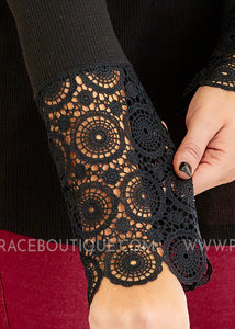 Kasie Lace Sleeve Top - Black - FINAL SALE