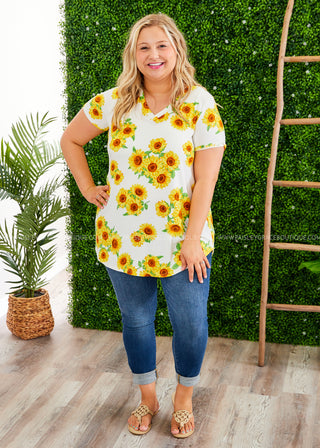 Sweet Ideas Top - IVORY/YELLOW  - FINAL SALE