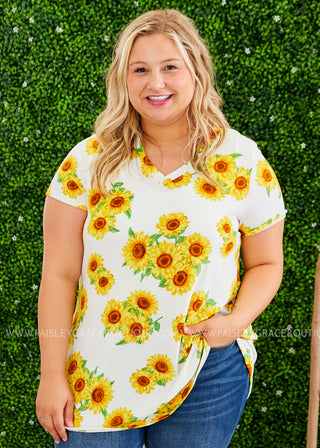 Sweet Ideas Top - IVORY/YELLOW  - FINAL SALE