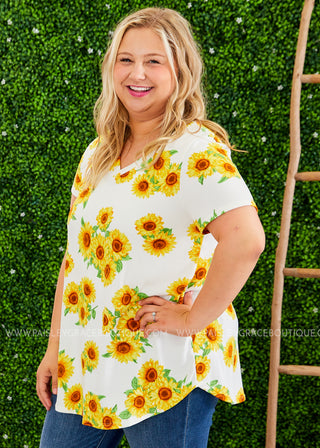 Sweet Ideas Top - IVORY/YELLOW  - FINAL SALE