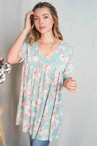 Soft Floral Babydoll Top- 2 COLORS - LAST ONE FINAL SALE