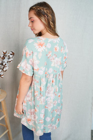 Soft Floral Babydoll Top- 2 COLORS - LAST ONE FINAL SALE