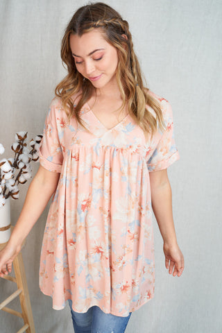 Soft Floral Babydoll Top- 2 COLORS - LAST ONE FINAL SALE