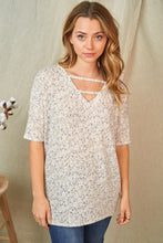Load image into Gallery viewer, Floral Mix Strappy V-neck Top- TAUPE - FINAL SALE
