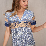 Color-Block & Vine short Sleeve- 2 COLORS* LAST ONES FINAL SALE *