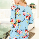Dusty Blue Floral Top (S-XL) - LAST ONES FINAL SALE