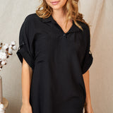 Solid Roll-tab Short Sleeve- 2 COLORS - LAST ONES FINAL SALE