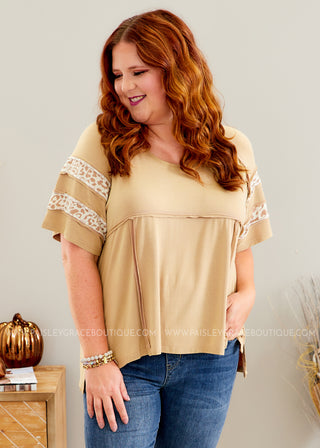 Sweeter Days Top - Taupe  - FINAL SALE