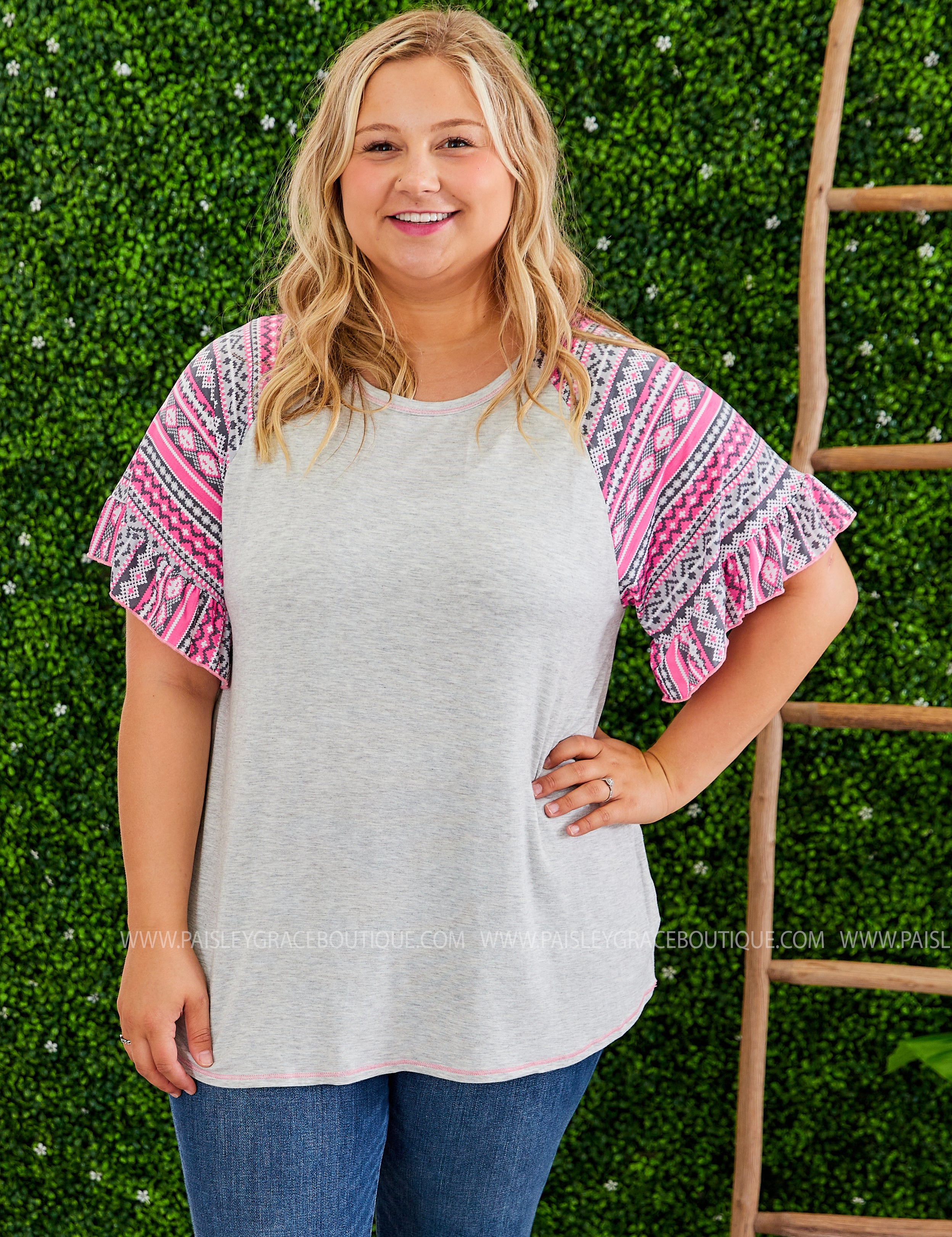 Heavenly Flow Top - FUCHSIA/GREY* LAST ONES FINAL SALE *