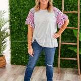 Heavenly Flow Top - FUCHSIA/GREY* LAST ONES FINAL SALE *
